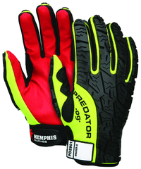 Predator Hi-Vis, Synthetic Palm, Tire Tread TPR Coating Gloves - Size Large - Apex Tool & Supply