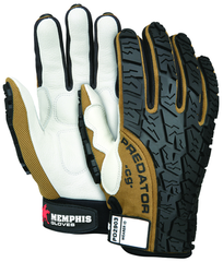 Predator Foam Padded Cow Grain Leather Palm, Tire Tread TPR Coating Gloves - Size X-Large - Apex Tool & Supply