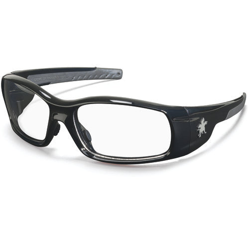 Safety Glasses - Polished Black Frame-Clear Lens - SR1 Style - Apex Tool & Supply