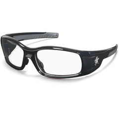 Safety Glasses - Polished Black Frame-Clear Lens - SR1 Style - Apex Tool & Supply