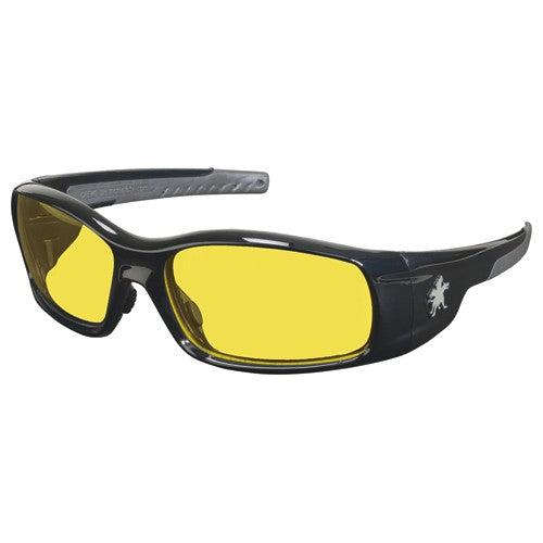 Safety Glasses - Black Frame-Amber Lens - SR1 Style - Apex Tool & Supply