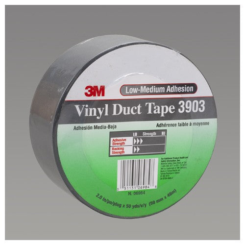 3M Vinyl Duct Tape 3903 Gray 2″ × 50 yd 6.5 mil 2 Individually Wrapped Conveniently Packaged - Apex Tool & Supply