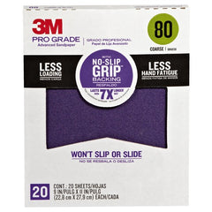 ‎3M Pro Grade Precision Faster Sanding Sanding Sheets 80 grit Coarse 27080TRI-20 9″ × 11″ - Apex Tool & Supply