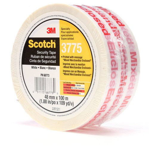 Scotch Printed Message Box Sealing Tape 3775 White 48 mm × 100 m Individually Wrapped - Apex Tool & Supply