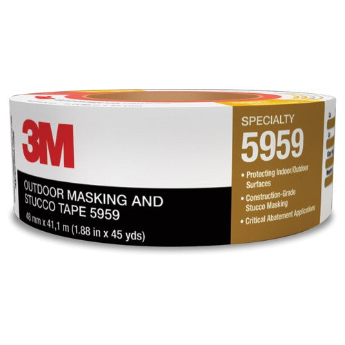 3M Outdoor Masking and Stucco Tape 5959 Red 48 mm × 41.1 m 12.0 mil Conveniently Packaged - Apex Tool & Supply
