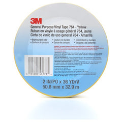 3M General Purpose Vinyl Tape 764 Yellow 2″ × 36 yd 5 mil Individually Wrapped Conveniently Packaged - Apex Tool & Supply