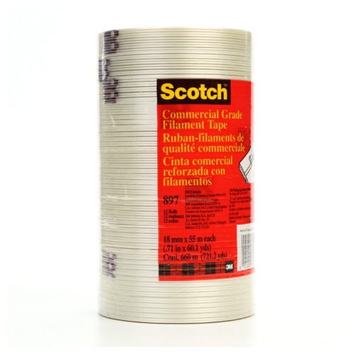 Scotch Filament Tape 897 Clear 18 mm × 55 m 5 mil - Apex Tool & Supply