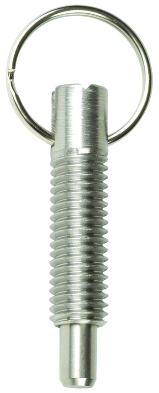 Hand Retractable Spring Plunger with Pull Ring - .75 lbs Initial End Force, 3 lbs Final End Force (3/8-16 Thread) - Apex Tool & Supply