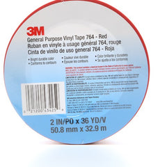 3M General Purpose Vinyl Tape 764 Red 2″ × 36 yd 5 mil Individually Wrapped Conveniently Packaged - Apex Tool & Supply