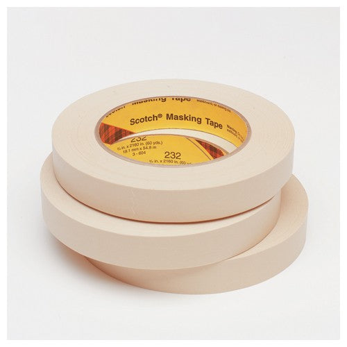 3M High Performance Masking Tape 232 Tan 12 mm × 55 m 6.3 mil - Apex Tool & Supply