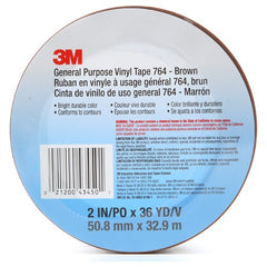 3M General Purpose Vinyl Tape 764 Brown 2″ × 36 yd 5 mil Individually Wraped Conveniently Packaged - Apex Tool & Supply
