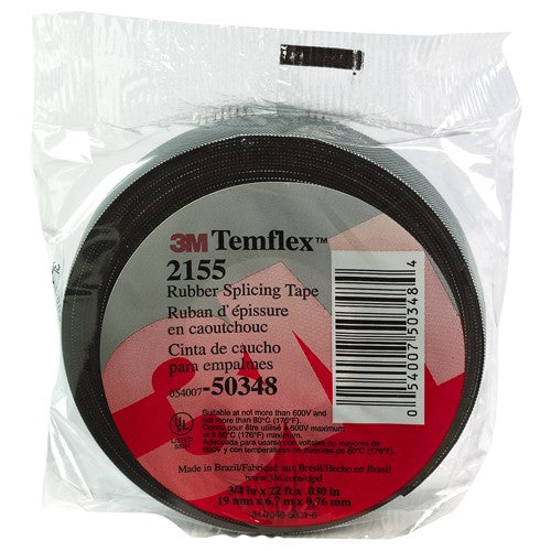 3M Temflex Rubber Splicing Tape 2155 3/4″ × 22 ft Black - Apex Tool & Supply