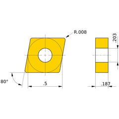 CNMG 430.5 FP NX2525, 0.2 Corner Radius, 3/16″ Thick, 1/2″ Inscribed Circle, Turning Indexable Insert