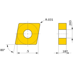 CNMG 432 LS MT9015, 0.8 mm Corner Radius, 4.76 mm Thick, 12.7 mm Inscribed Circle, Turning Indexable Insert