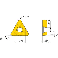 TCGW 32.51 flat_top BC8110, 0.4 mm Corner Radius, 3.97 mm Thick, 9.525 mm Inscribed Circle, Turning Indexable Insert