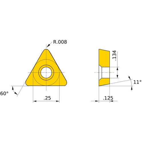 TPGB 220.5 flat_top MB4120, 0.2 Corner Radius, 1/8″ Thick, 1/4″ Inscribed Circle, Turning Indexable Insert