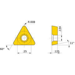 TPGB 220.5 flat_top MB4020, 0.2 Corner Radius, 1/8″ Thick, 1/4″ Inscribed Circle, Turning Indexable Insert