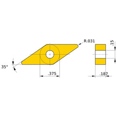 VNGA 332 flat_top BC8105, 0.8 mm Corner Radius, 4.76 mm Thick, 9.525 mm Inscribed Circle, Turning Indexable Insert
