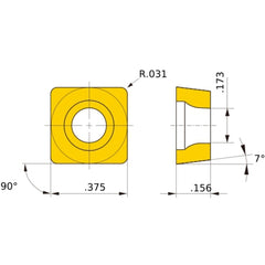 SCMT 32.52 FP NX2525, 0.8 mm Corner Radius, 3.97 mm Thick, 9.525 mm Inscribed Circle, Turning Indexable Insert