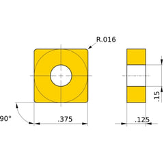 SNGG 321 R UTi20T, 1/64″ Corner Radius, 1/8″ Thick, 3/8″ Inscribed Circle, Turning Indexable Insert