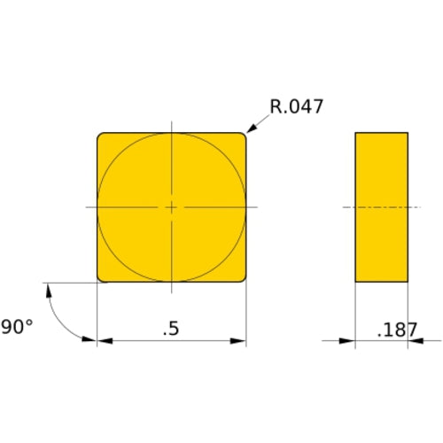 SNGN 433 flat_top MB710, 1.2 mm Corner Radius, 4.76 mm Thick, 12.7 mm Inscribed Circle, Turning Indexable Insert