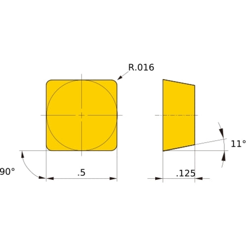 SPMN 421 flat_top UTi20T, 1/64″ Corner Radius, 1/8″ Thick, 1/2″ Inscribed Circle, Turning Indexable Insert