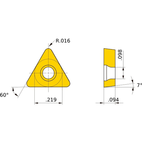 TCMT 1.81.51 FP MP3025, 0.4 mm Corner Radius, 2.38 mm Thick, 5.56 mm Inscribed Circle, Turning Indexable Insert