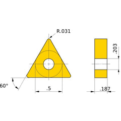 TNMG 432 C NX3035, 0.8 mm Corner Radius, 4.76 mm Thick, 12.7 mm Inscribed Circle, Turning Indexable Insert