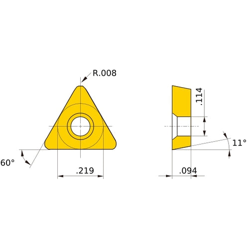 TPMH 1.81.50.5 MV VP15TF, 0.2 mm Corner Radius, 2.38 mm Thick, 5.56 mm Inscribed Circle, Turning Indexable Insert