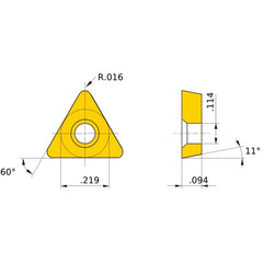 TPMH 1.81.51 SV VP45N, 0.4 mm Corner Radius, 2.38 mm Thick, 5.56 mm Inscribed Circle, Turning Indexable Insert