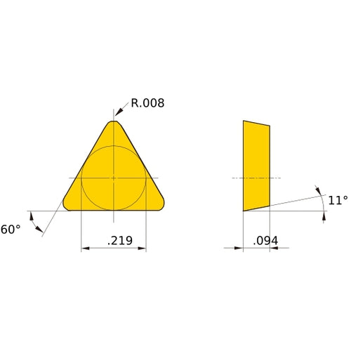TPMR 1.81.50.5 standard NX3035, 0.2 mm Corner Radius, 2.38 mm Thick, 5.56 mm Inscribed Circle, Turning Indexable Insert