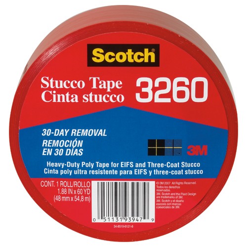 Scotch Stucco Tape 3260-A 1.88″ × 60 yd (48 mm × 54.8 m) Stucco Tape - Apex Tool & Supply