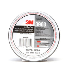 3M Vinyl Duct Tape 3903 Black 2″ × 50 yd 6.5 mil 2 Individually Wrapped Conveniently Packaged - Apex Tool & Supply