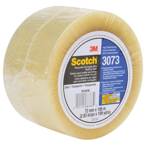 Scotch Recycled Corrugate Box Sealing Tape 3073 Clear 72 mm × 100 m - Apex Tool & Supply