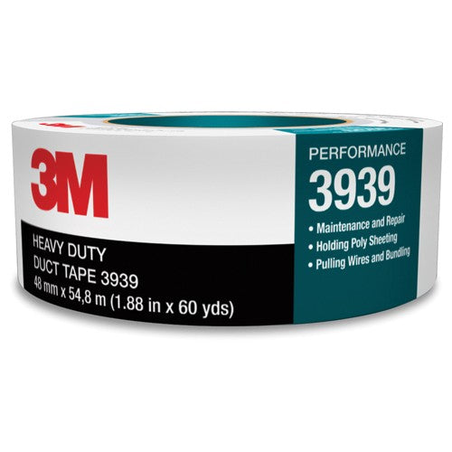 3M Heavy Duty Duct Tape 3939 Silver 24 mm × 54.8 m 9.0 mil - Apex Tool & Supply