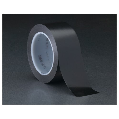 3M Vinyl Tape 471 Black 1/2″ × 36 yd 5.2 mil Individually Wrapped Conveniently Packaged - Apex Tool & Supply