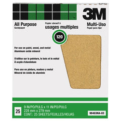 3M Pro-Pak Aluminum Oxide Sheets for Paint and Rust Removal 9″ × 11″ 120 grit Open Stock - Apex Tool & Supply