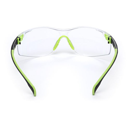 3M Solus 1000-Series Safety Glasses S1201SGAF Green/Black Clear Scotchgard Anti-Fog Lens - Apex Tool & Supply