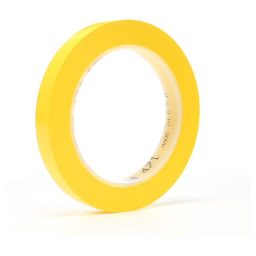 3M Vinyl Tape 471 Yellow 1/2″ × 36 yd 5.2 mil - Apex Tool & Supply